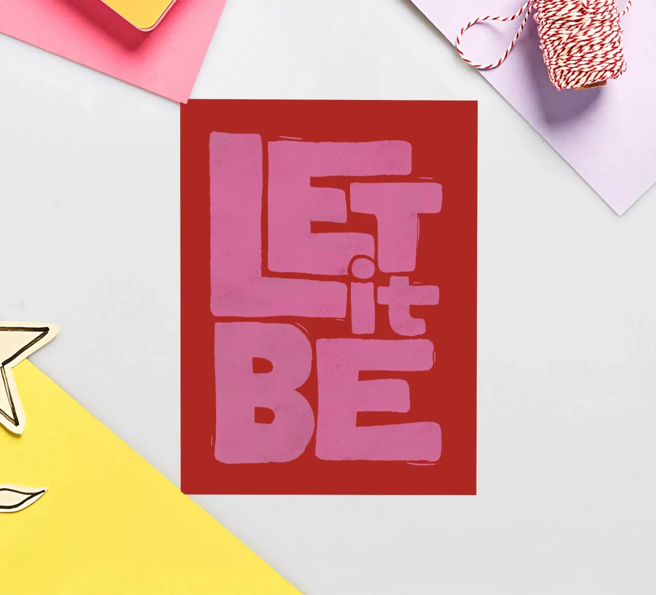 Let It Be – Retro Pink & Red Typography Poster sticker by showmemars