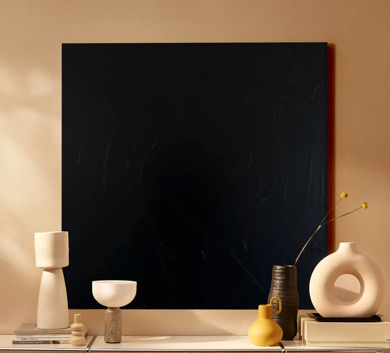 Dark textured surface with subtle variations in hues canvas by DesignDoodle