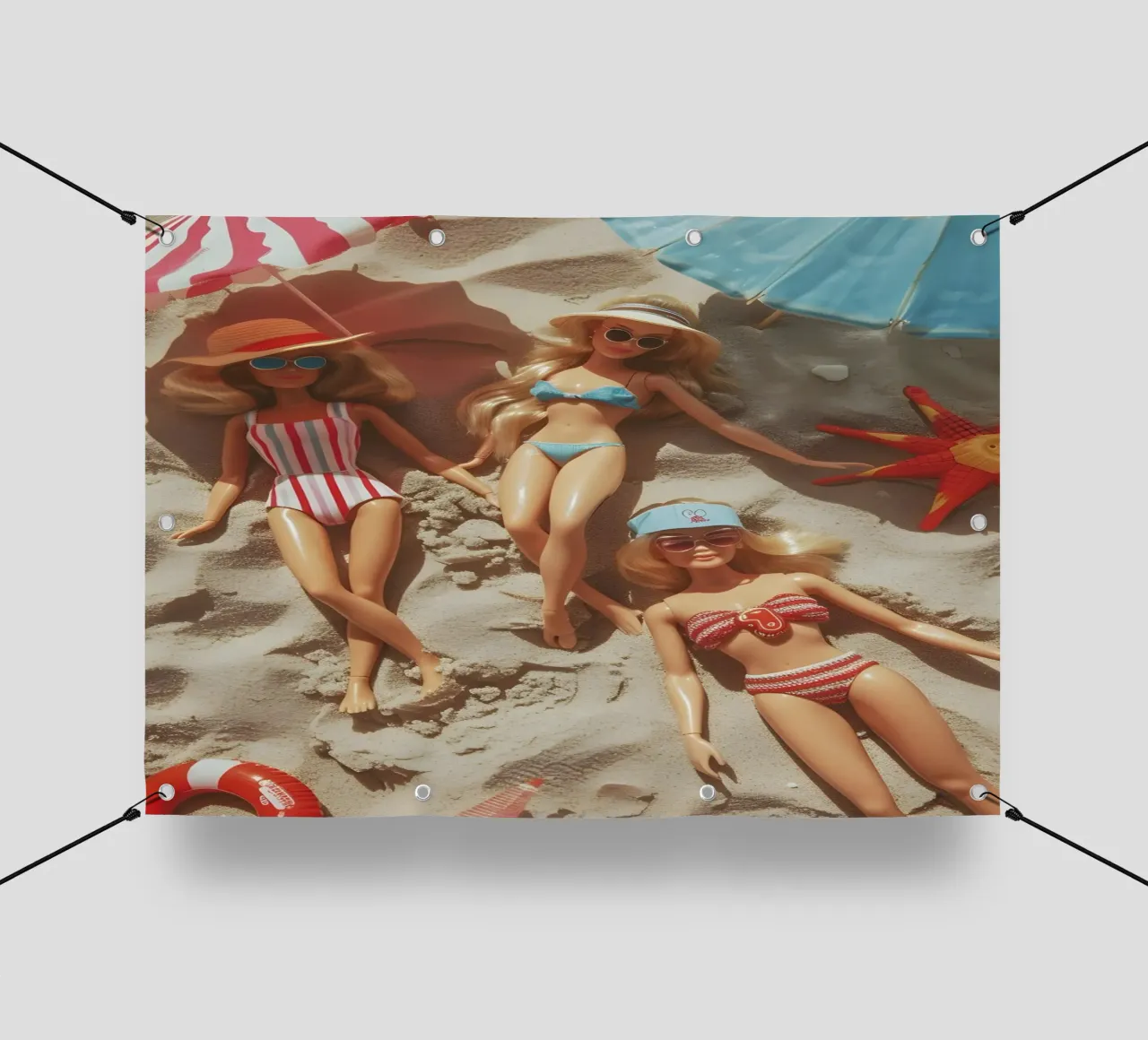 Vintage Barbie Beach Day Retro Glamour Pop Art telo in pvc da NorwesClub