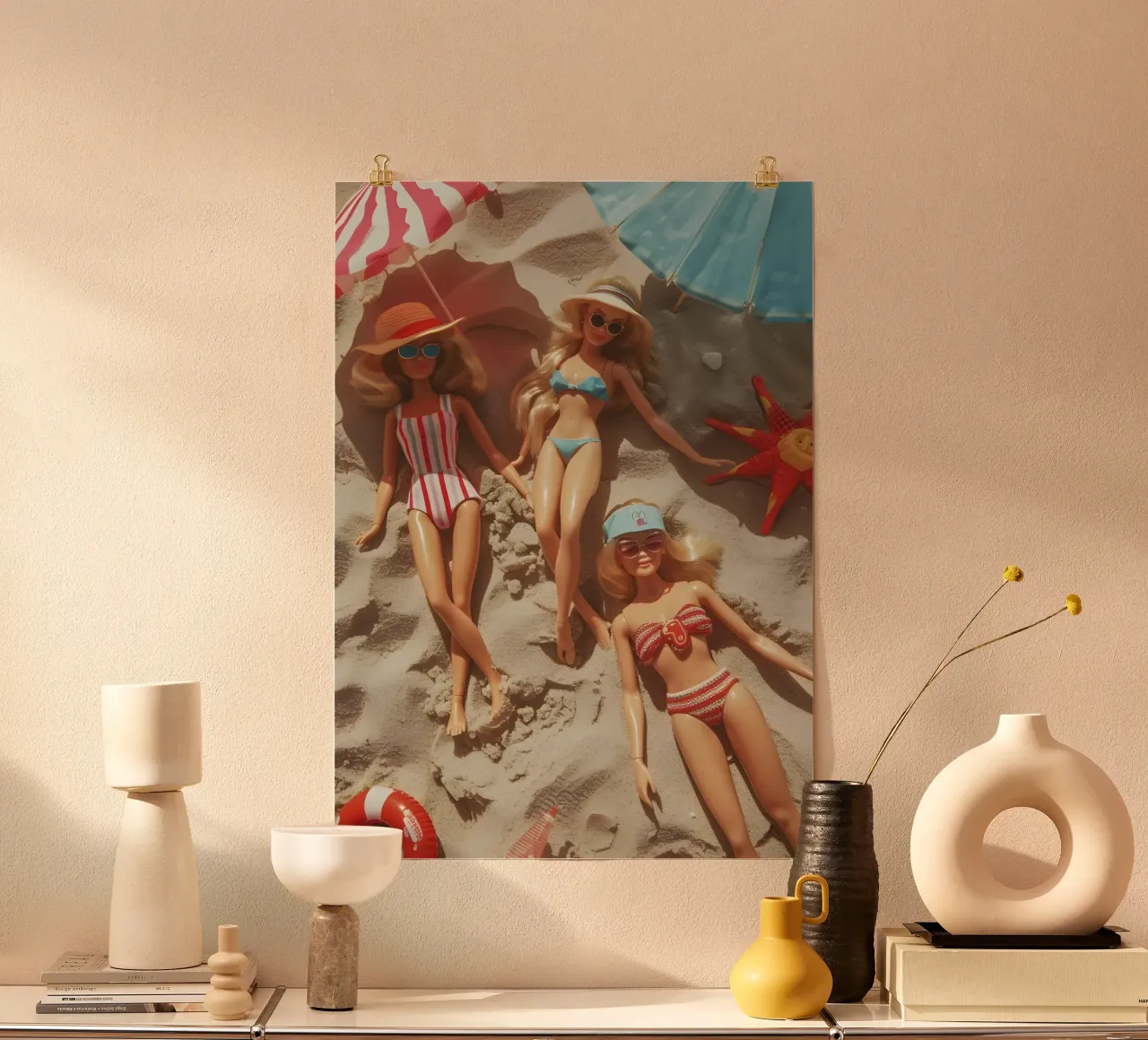 Vintage Barbie Beach Day Retro Glamour Pop Art carta hahnemühle da NorwesClub