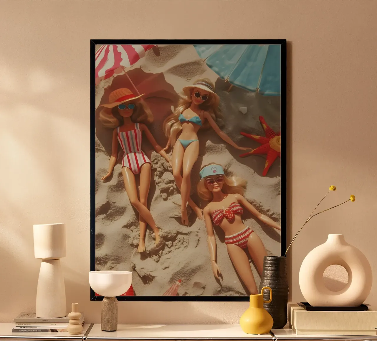 Vintage Barbie Beach Day Retro Glamour Pop Art carta hahnemühle da NorwesClub