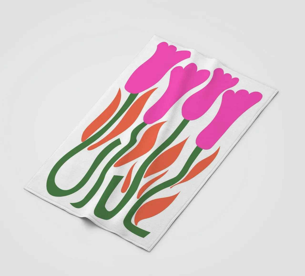 Retro Tulip Flower Pop Art Pink Orange Botanical Print fleece blanket by NorwesClub