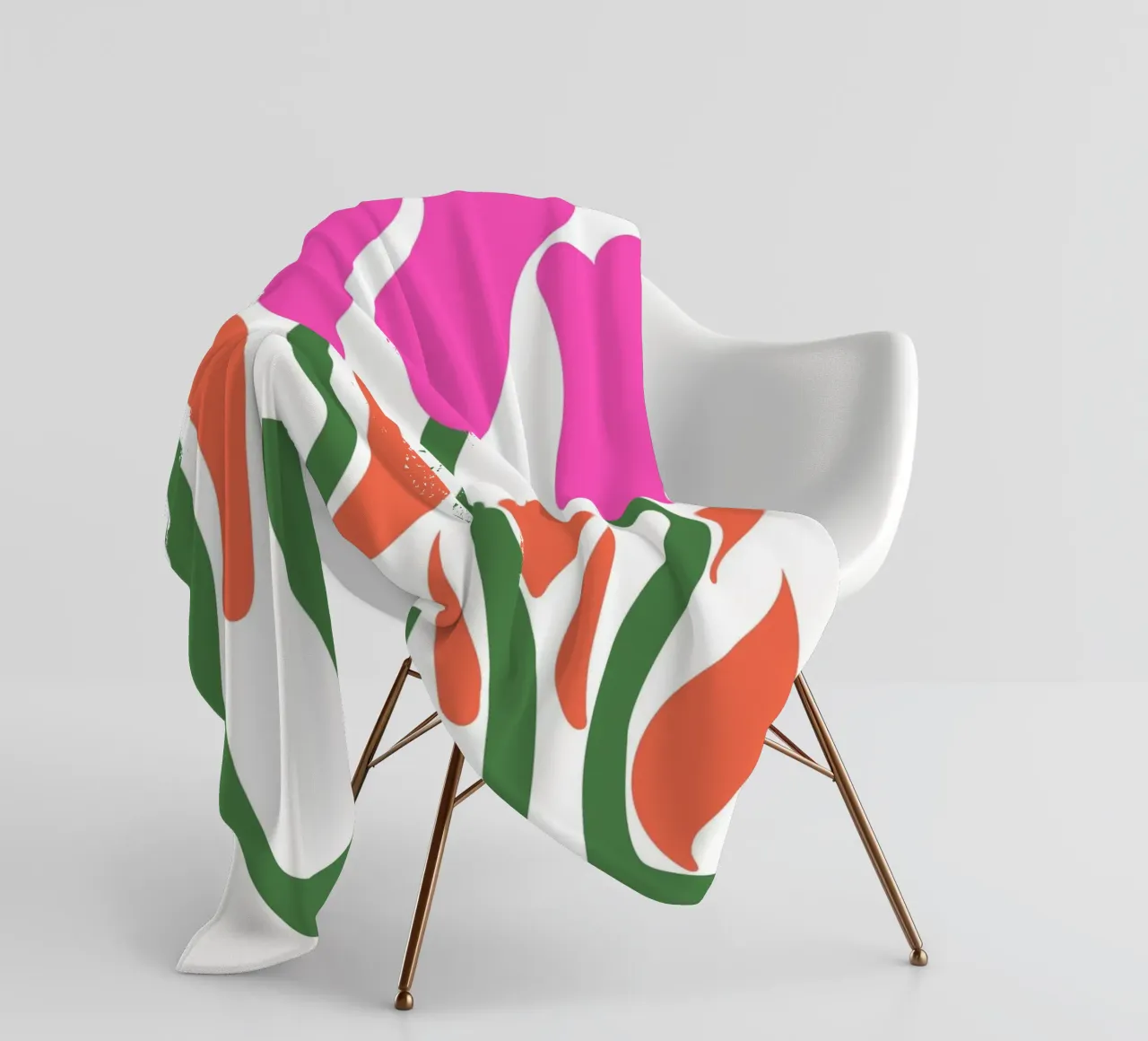Retro Tulip Flower Pop Art Pink Orange Botanical Print fleece blanket by NorwesClub