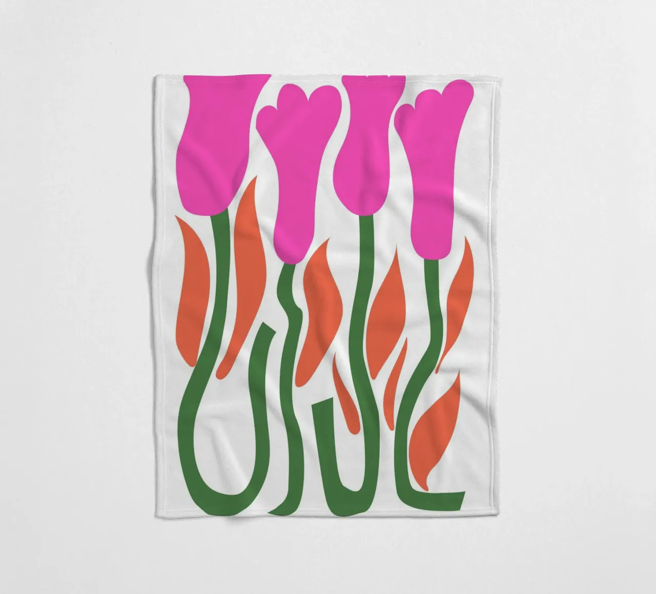 Retro Tulip Flower Pop Art Pink Orange Botanical Print fleece blanket by NorwesClub