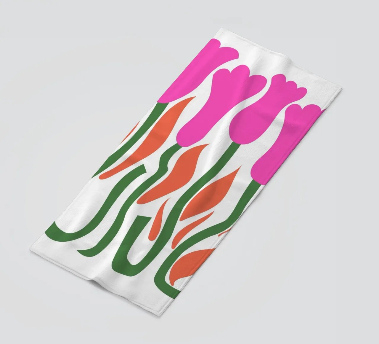 Retro Tulip Flower Pop Art Pink Orange Botanical Print beach towel by NorwesClub