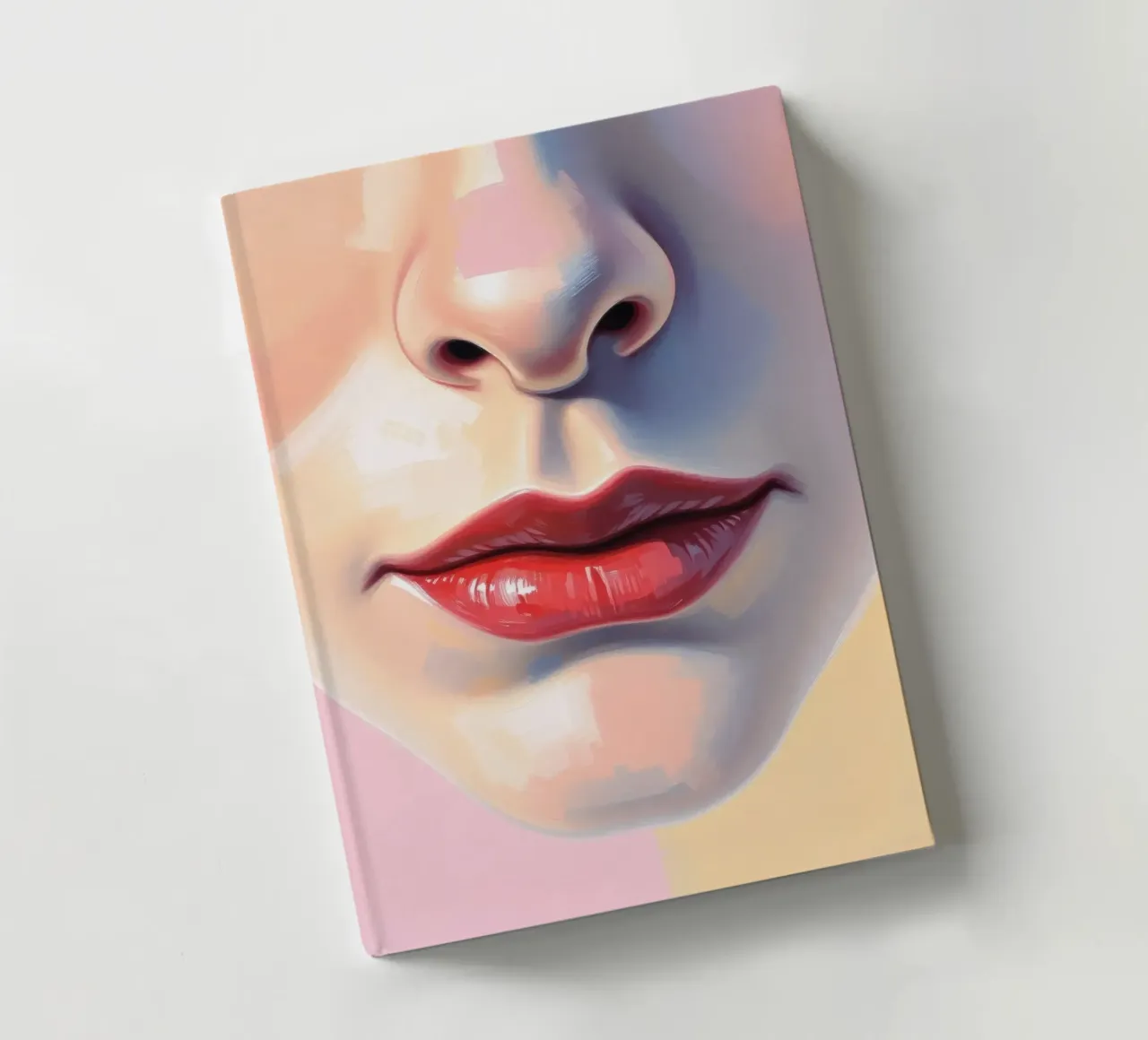 a stylized face showcasing vibrant lipstick and smooth skin notebook by DesignDoodle
