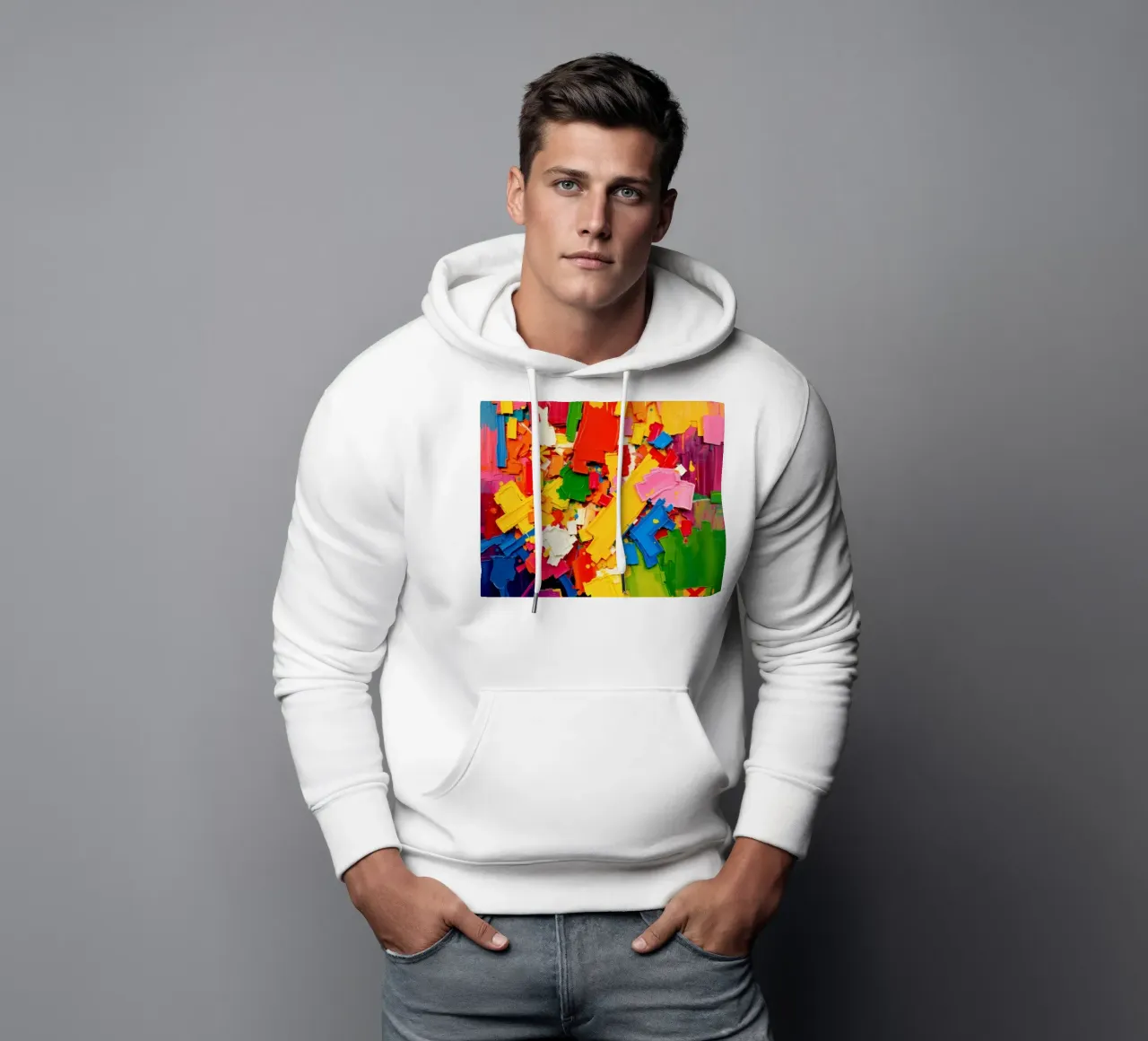 Esplosione di colori vivaci con forme e texture astratte felpa con cappuccio da DesignDoodle