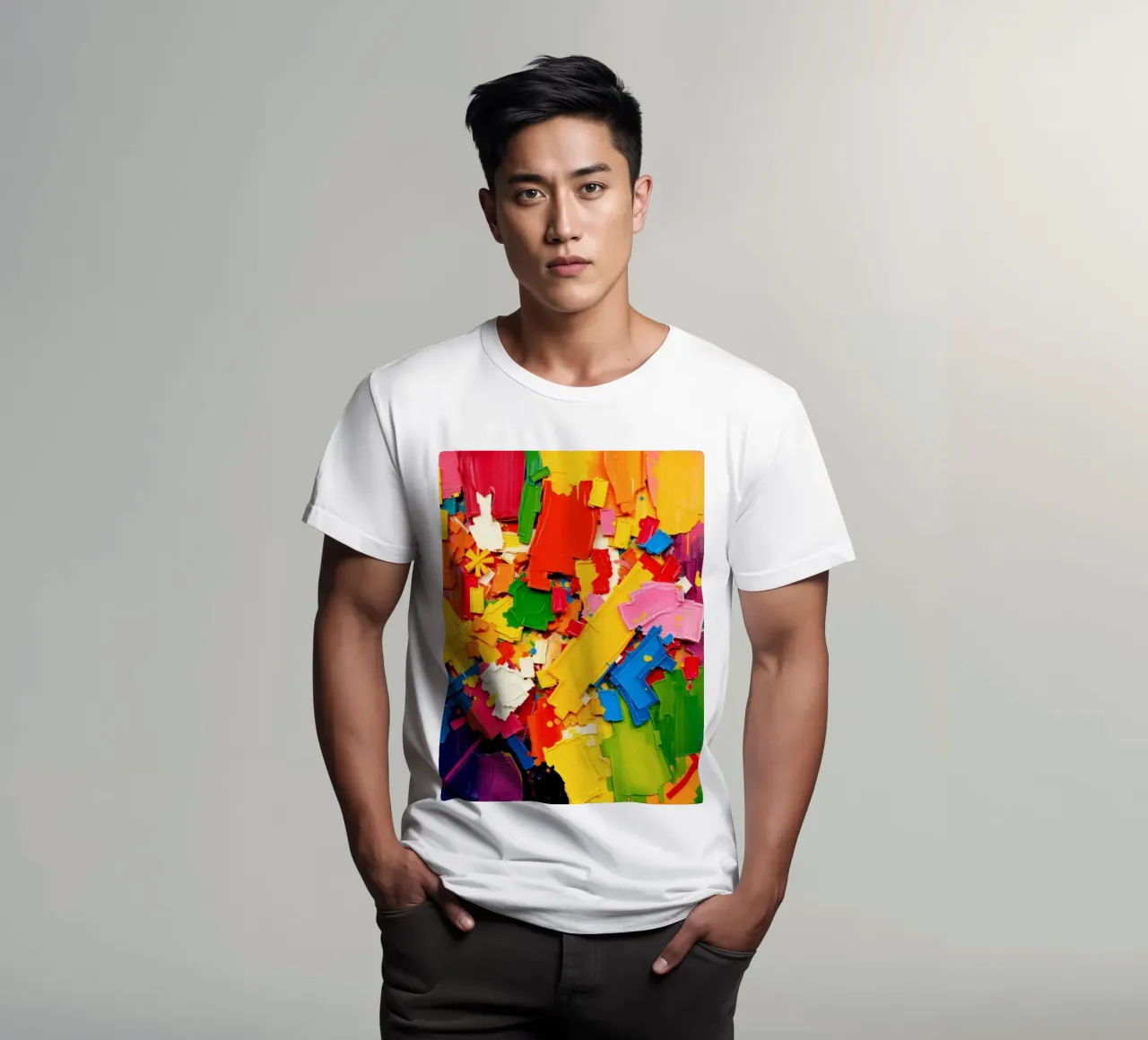 Bright color explosion with abstract shapes and textures t-shirt by DesignDoodle