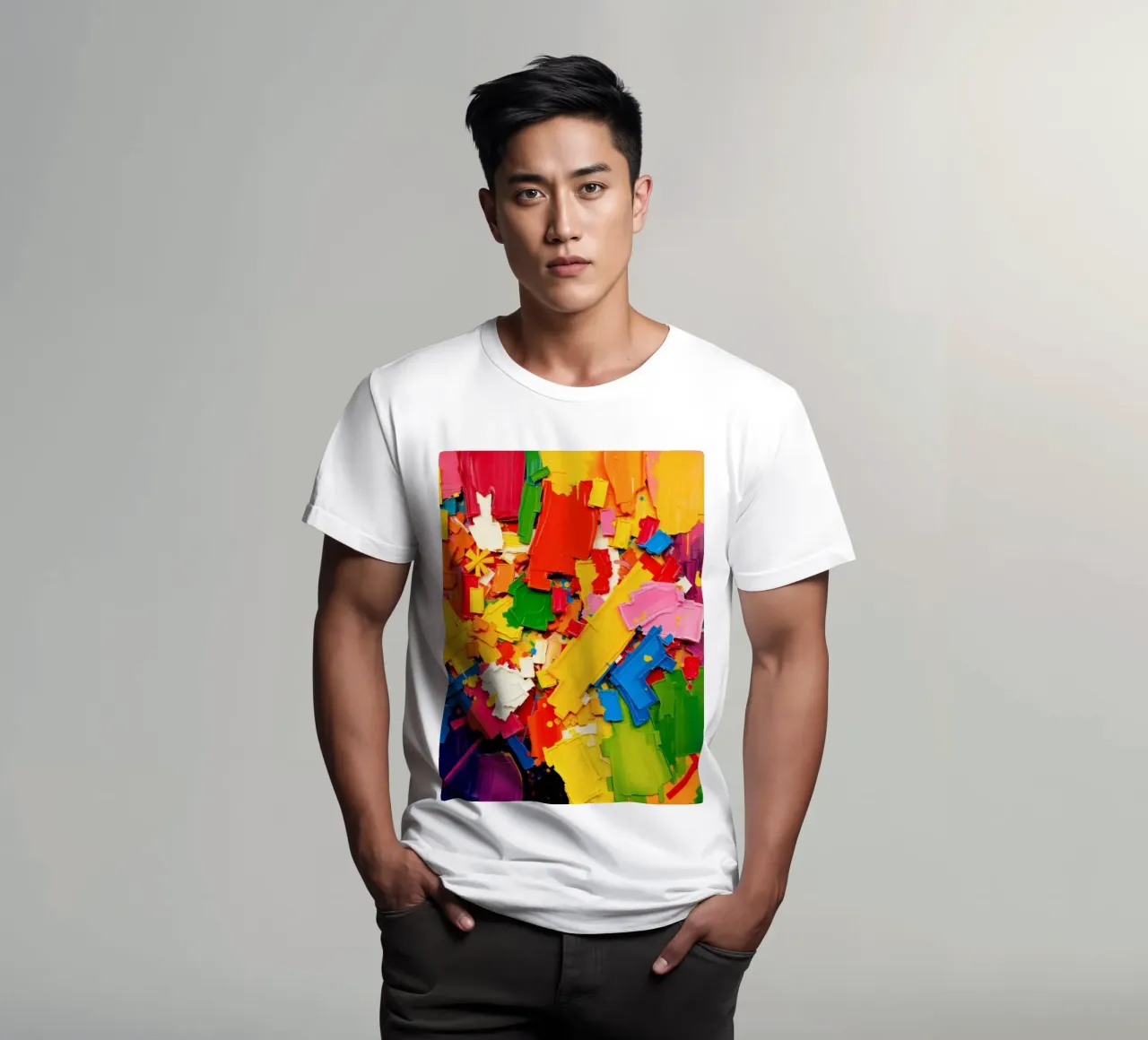 Esplosione di colori vivaci con forme e texture astratte t-shirt da DesignDoodle
