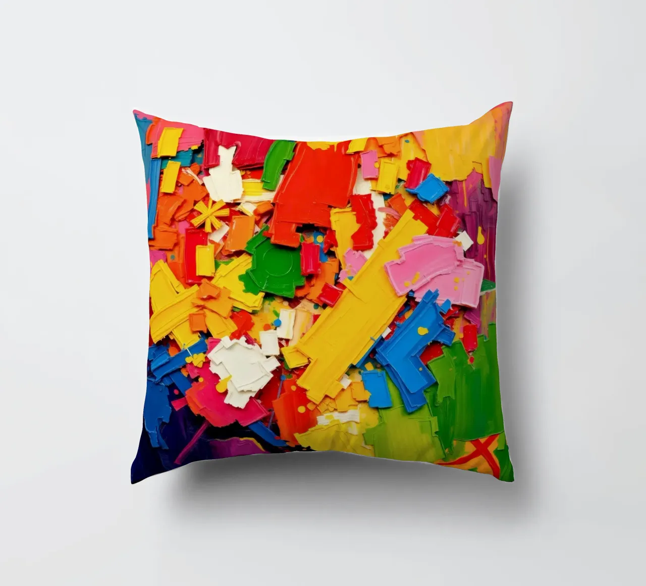 Esplosione di colori vivaci con forme e texture astratte cuscino da DesignDoodle