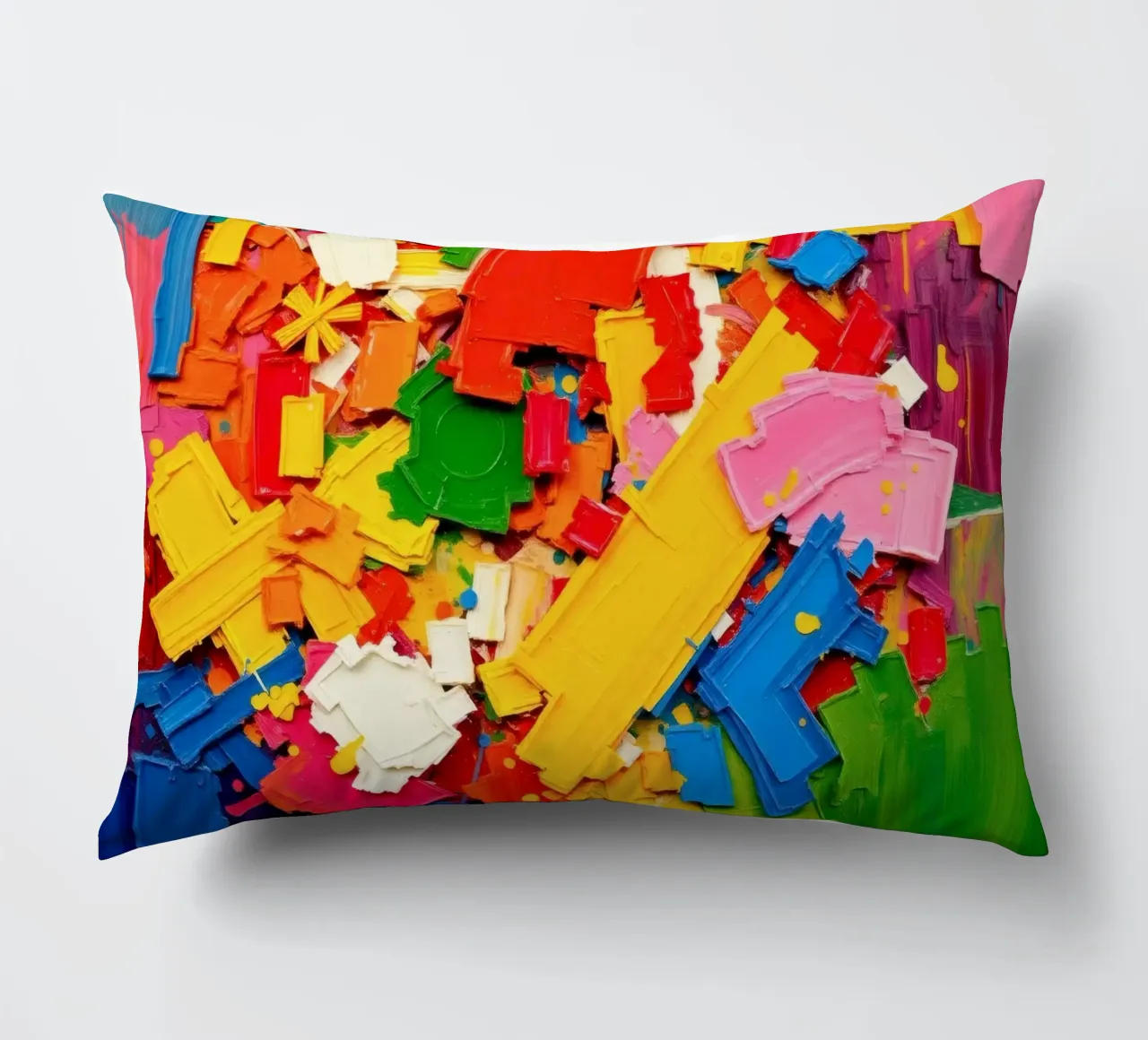 Esplosione di colori vivaci con forme e texture astratte cuscino da DesignDoodle