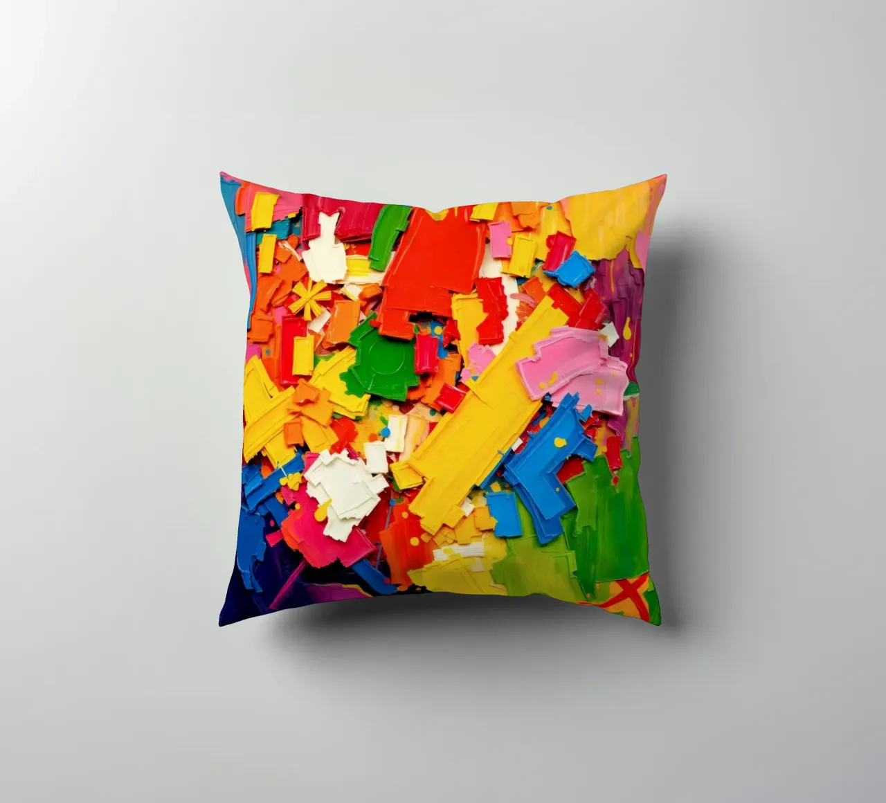 Esplosione di colori vivaci con forme e texture astratte cuscino da DesignDoodle