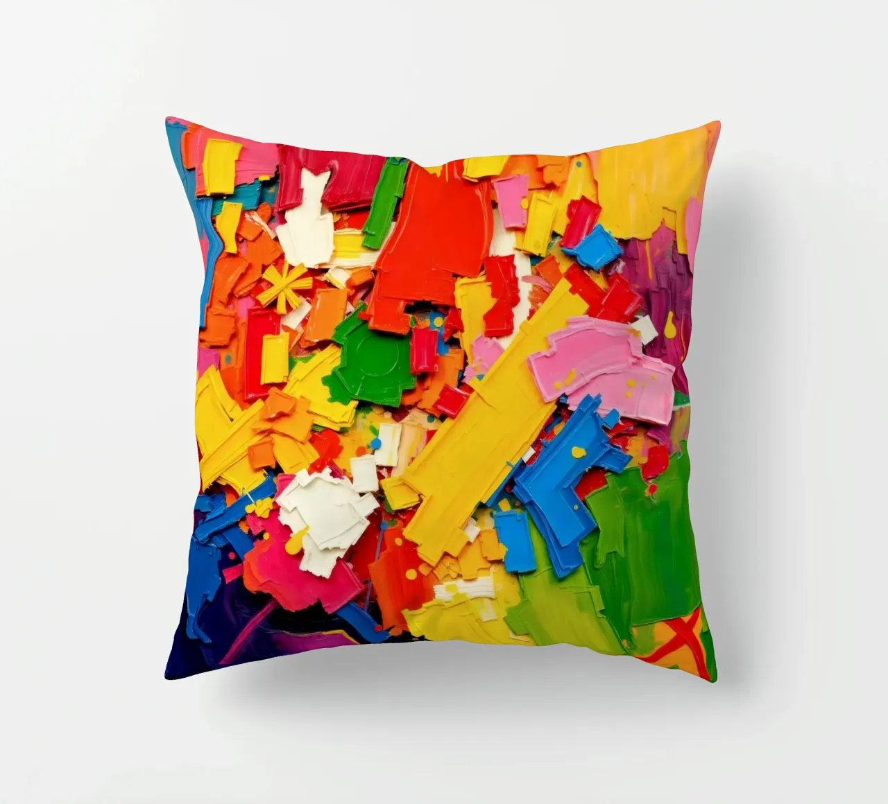 Esplosione di colori vivaci con forme e texture astratte cuscino da DesignDoodle