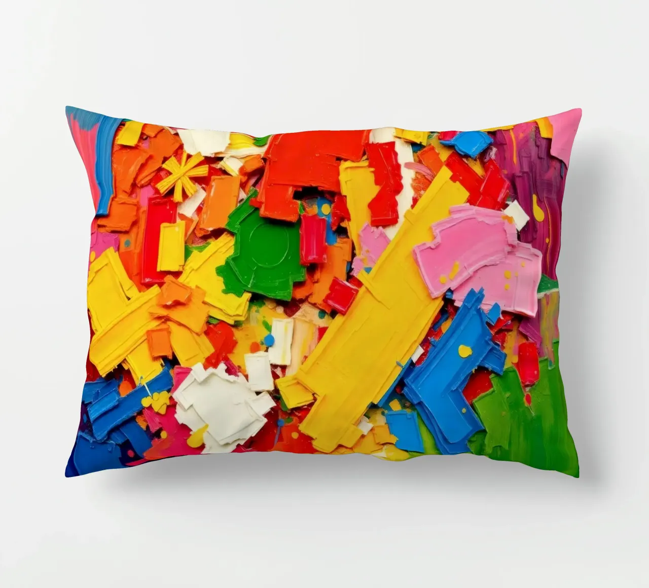 Esplosione di colori vivaci con forme e texture astratte cuscino da DesignDoodle