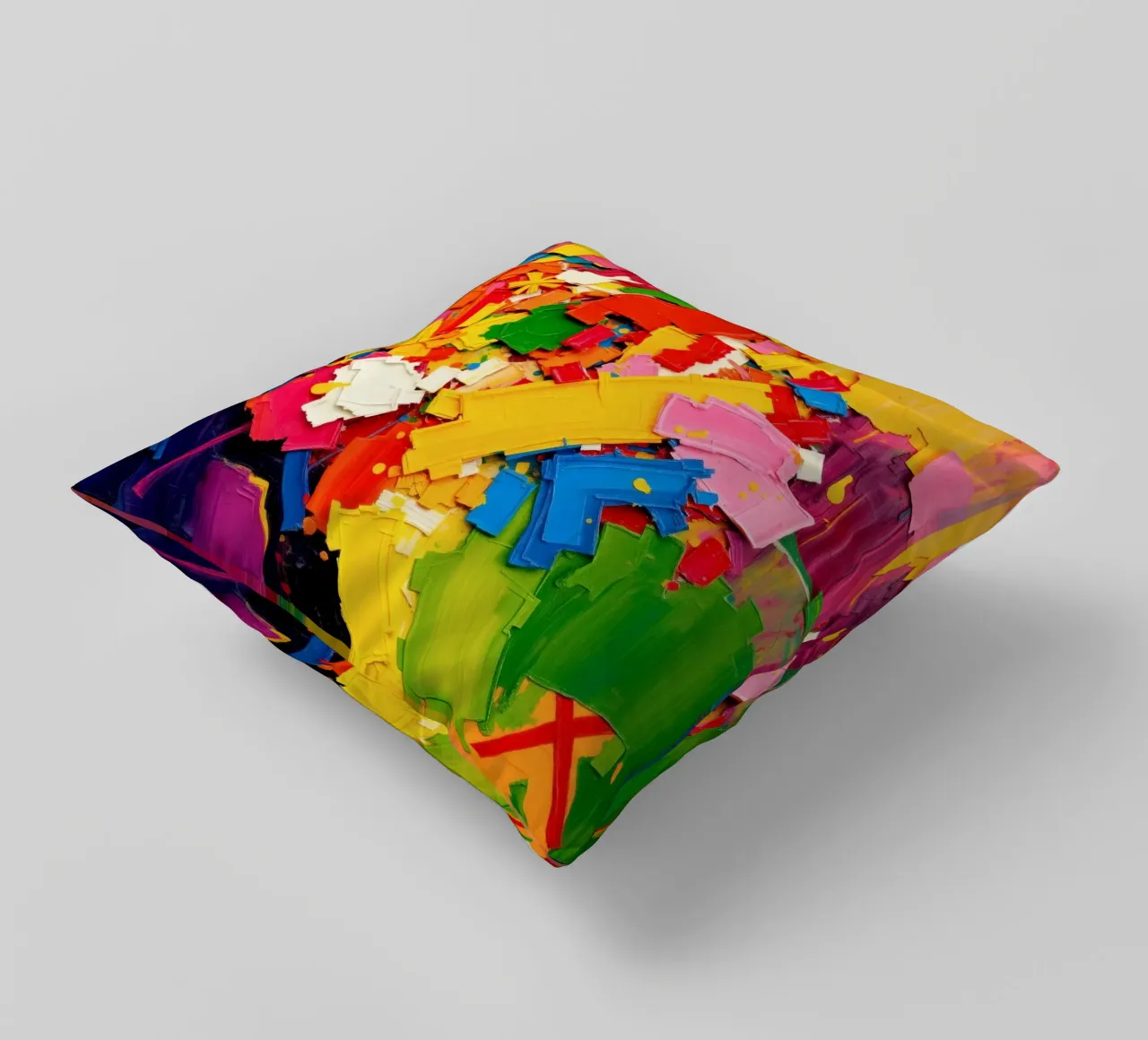 Esplosione di colori vivaci con forme e texture astratte cuscino da DesignDoodle