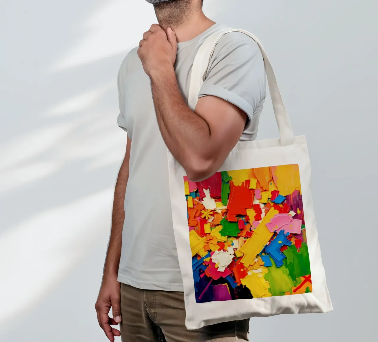 Esplosione di colori vivaci con forme e texture astratte borsa in juta da DesignDoodle