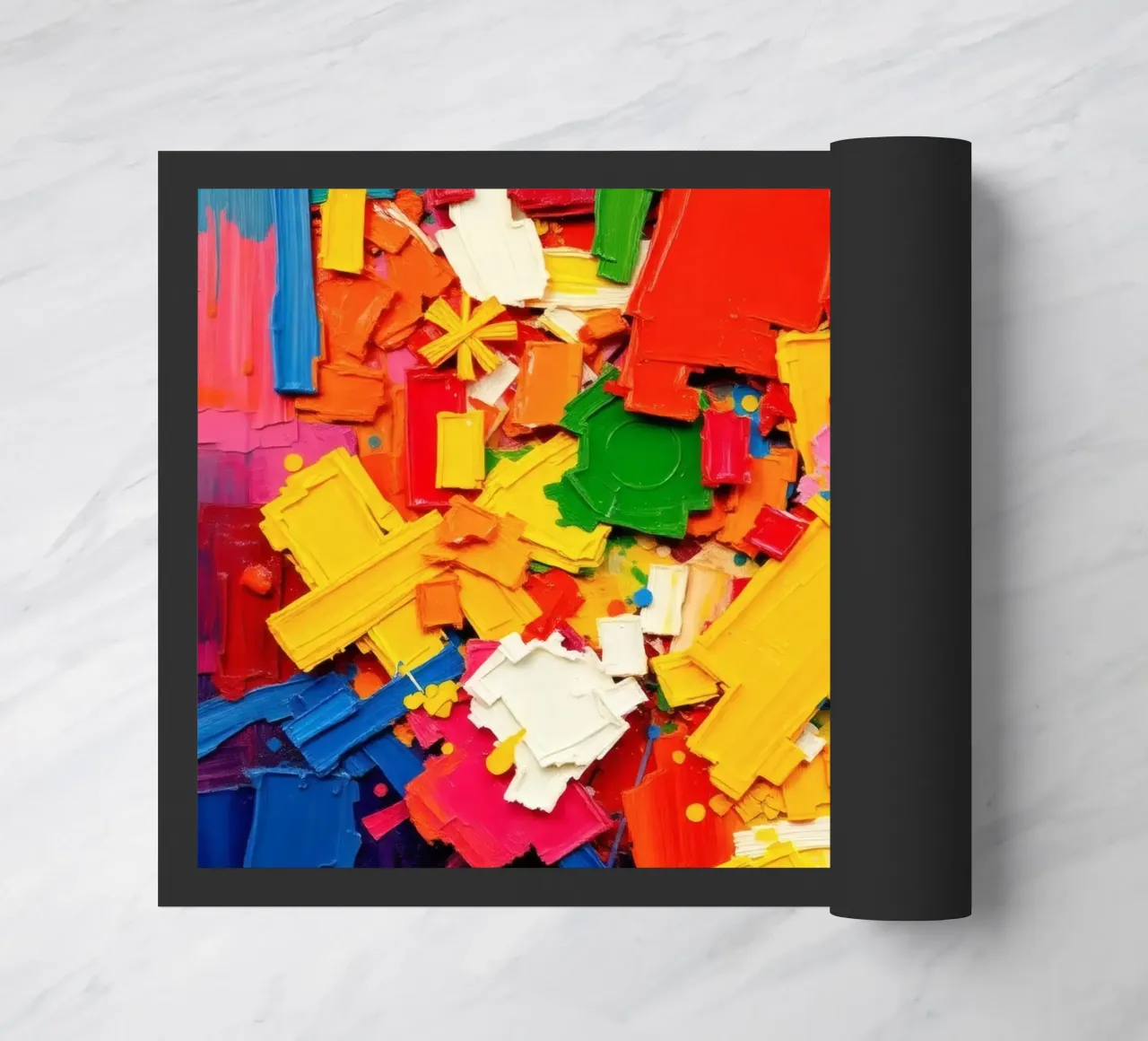 Bright color explosion with abstract shapes and textures doormat by DesignDoodle