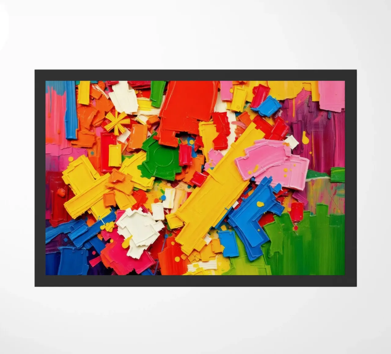 Bright color explosion with abstract shapes and textures doormat by DesignDoodle