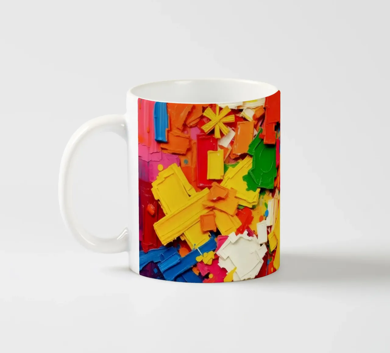 Esplosione di colori vivaci con forme e texture astratte tazza in ceramica da DesignDoodle