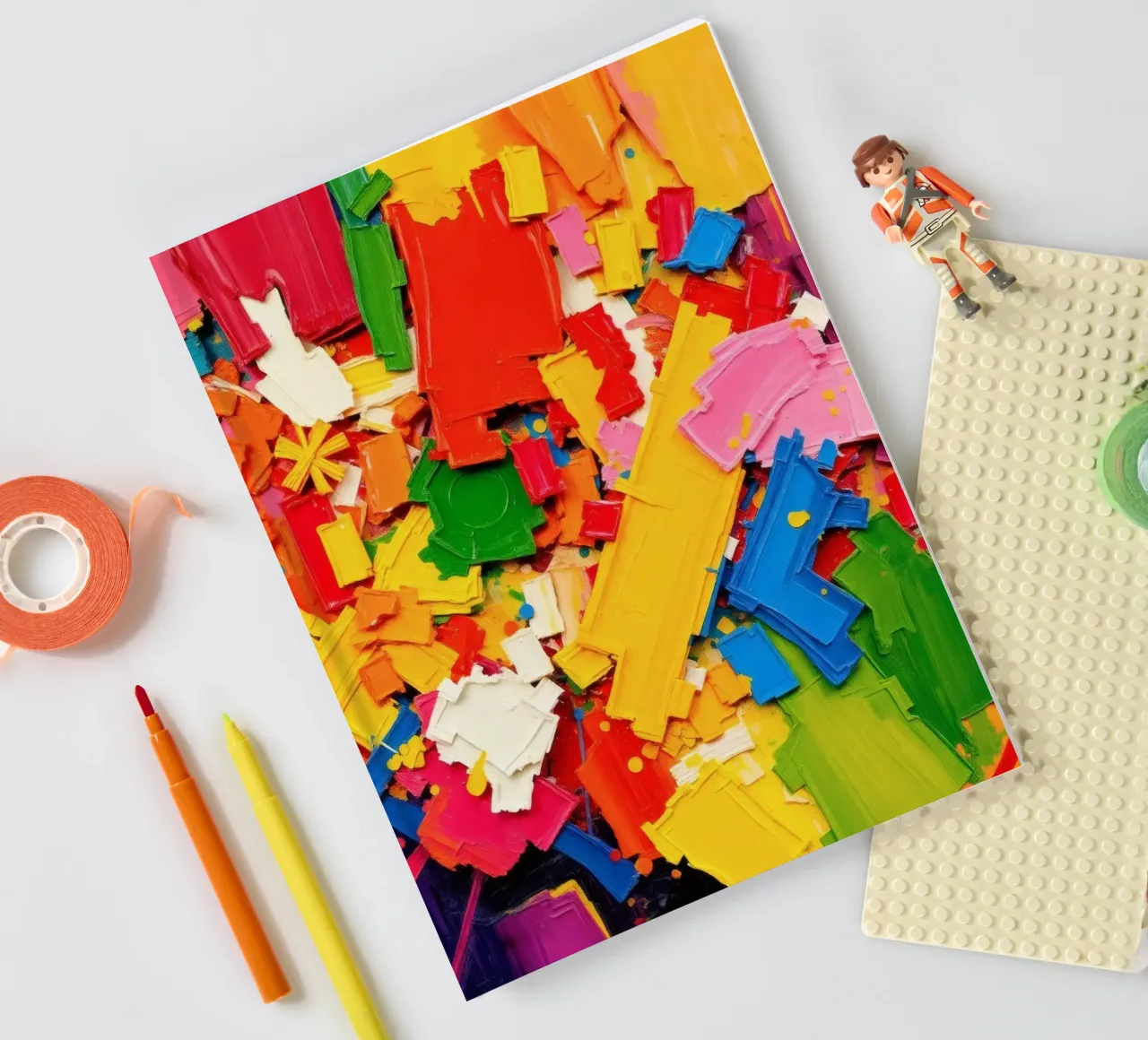 Bright color explosion with abstract shapes and textures notebook by DesignDoodle