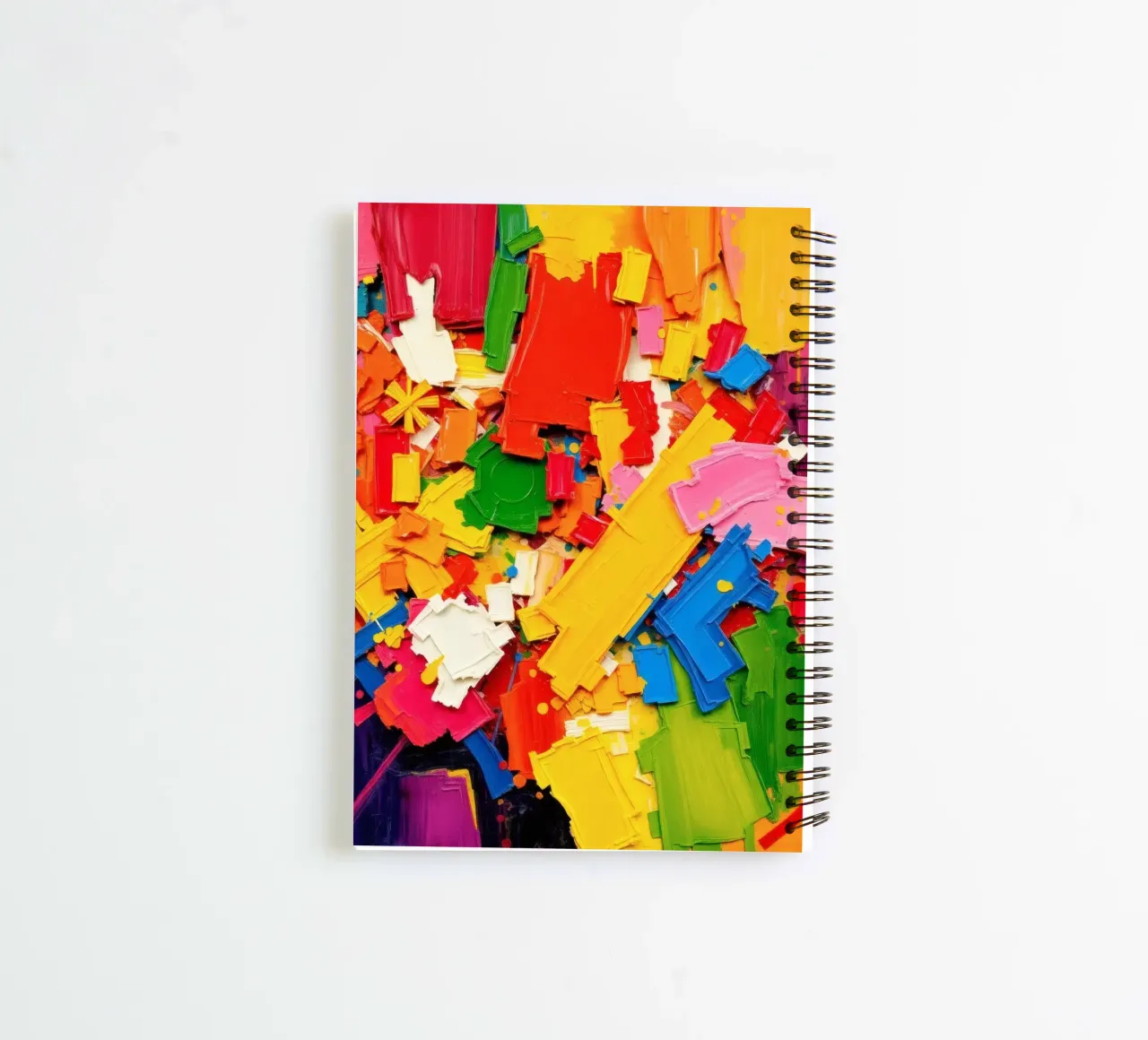 Bright color explosion with abstract shapes and textures spiral notebook by DesignDoodle