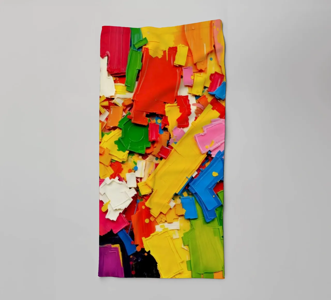 Bright color explosion with abstract shapes and textures towel by DesignDoodle
