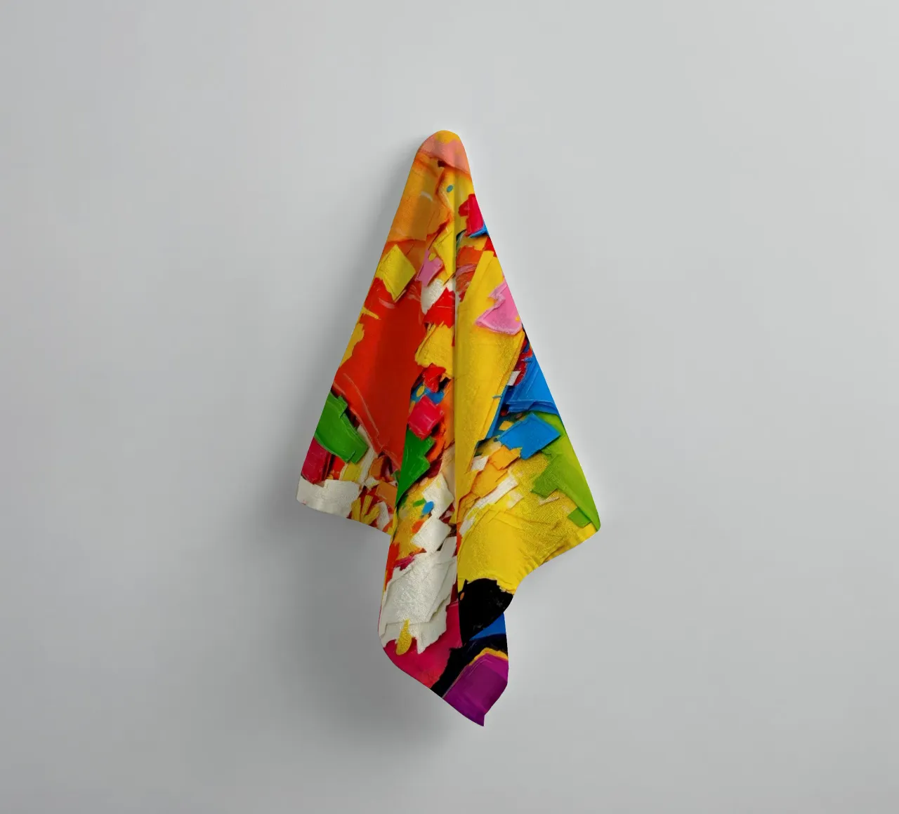 Bright color explosion with abstract shapes and textures towel by DesignDoodle
