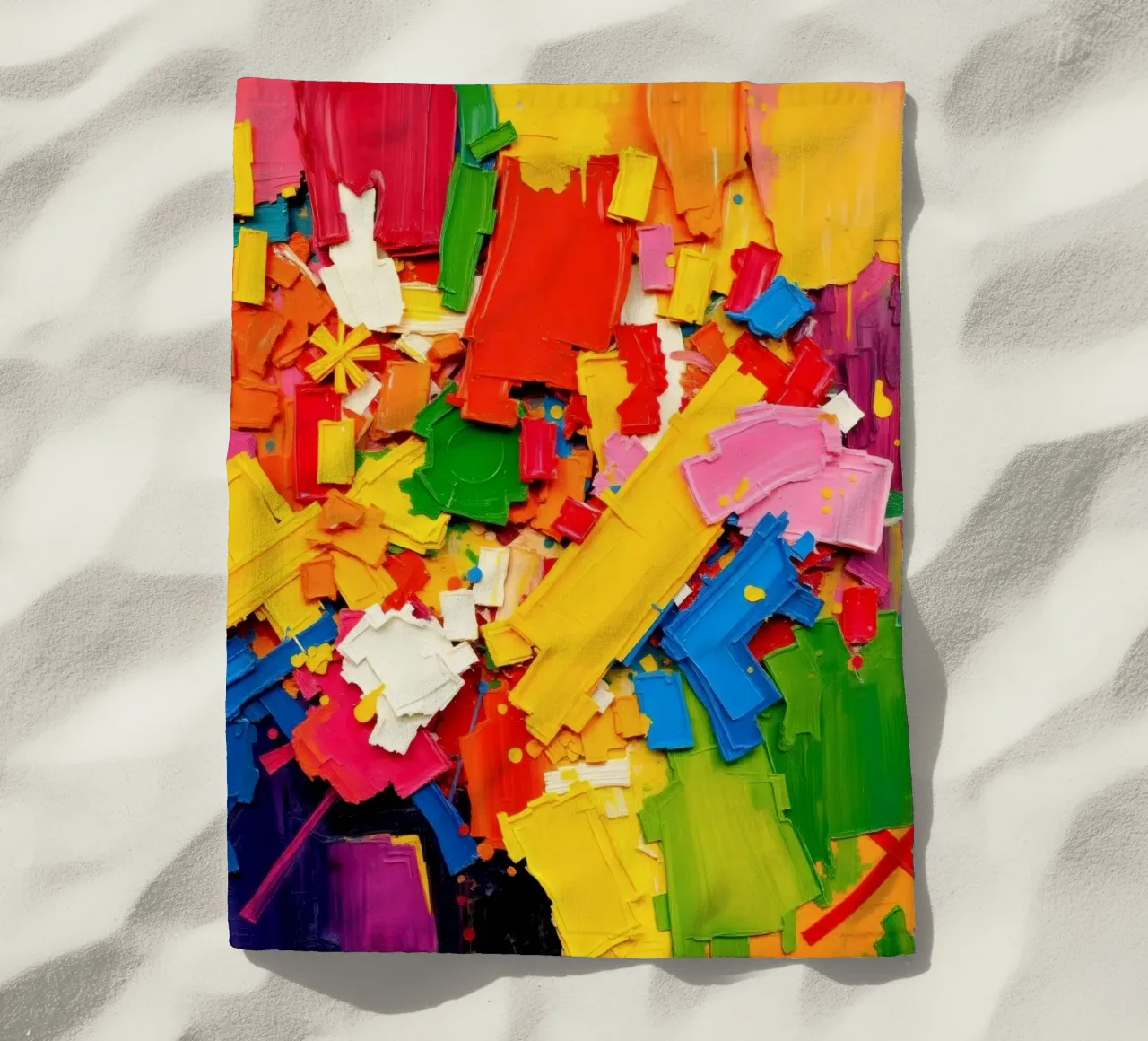 Esplosione di colori vivaci con forme e texture astratte telo mare da DesignDoodle