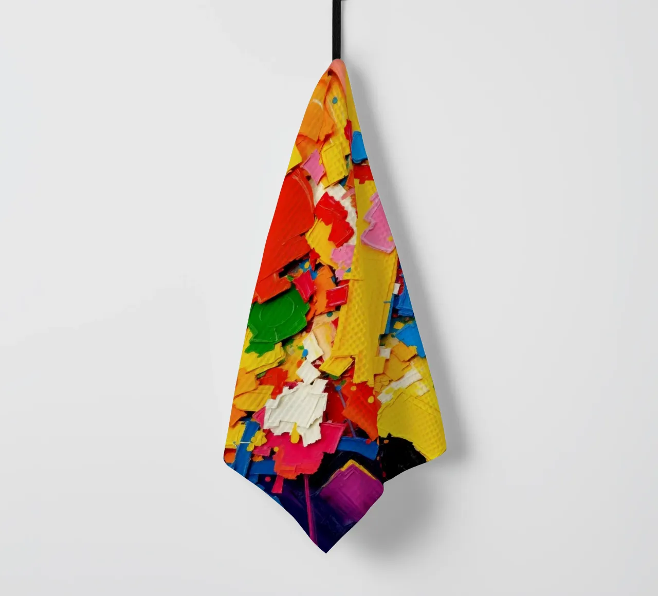 Bright color explosion with abstract shapes and textures tea towel by DesignDoodle