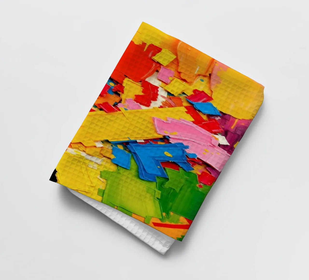 Bright color explosion with abstract shapes and textures tea towel by DesignDoodle