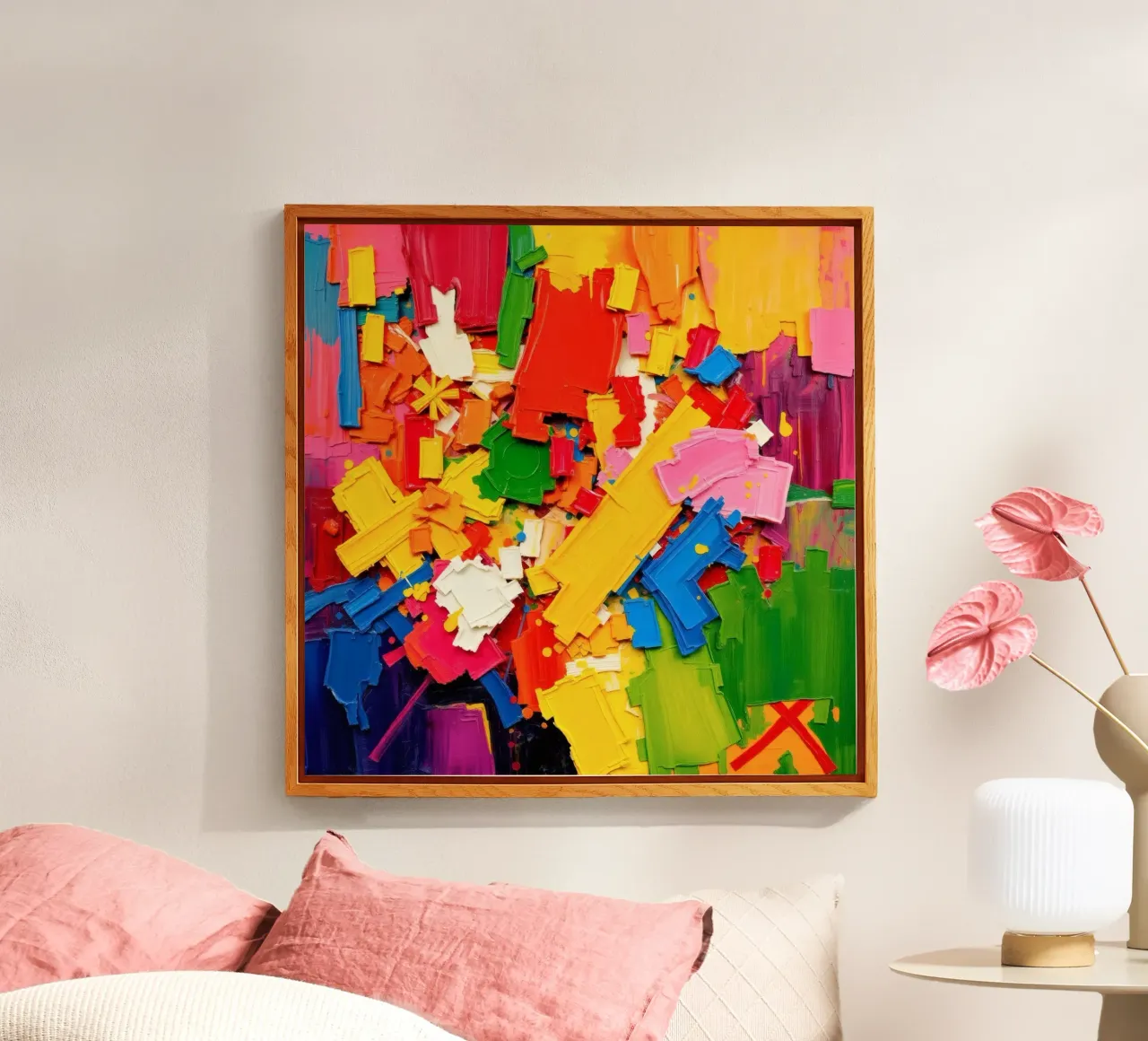 Esplosione di colori vivaci con forme e texture astratte plexiglass da DesignDoodle