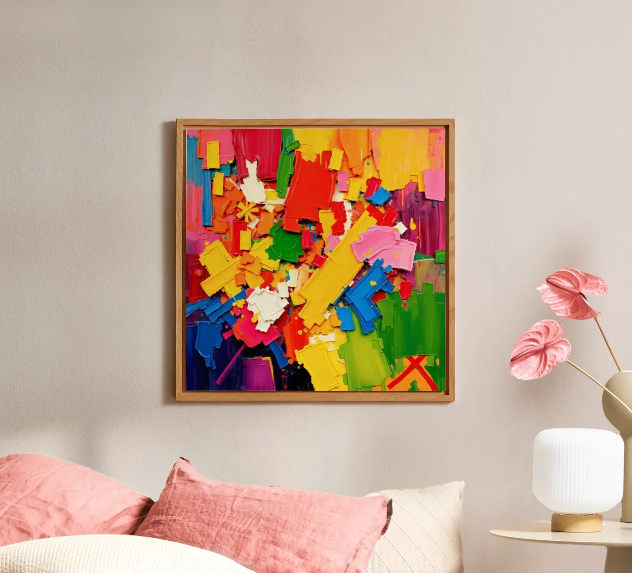 Bright color explosion with abstract shapes and textures alu-dibond by DesignDoodle