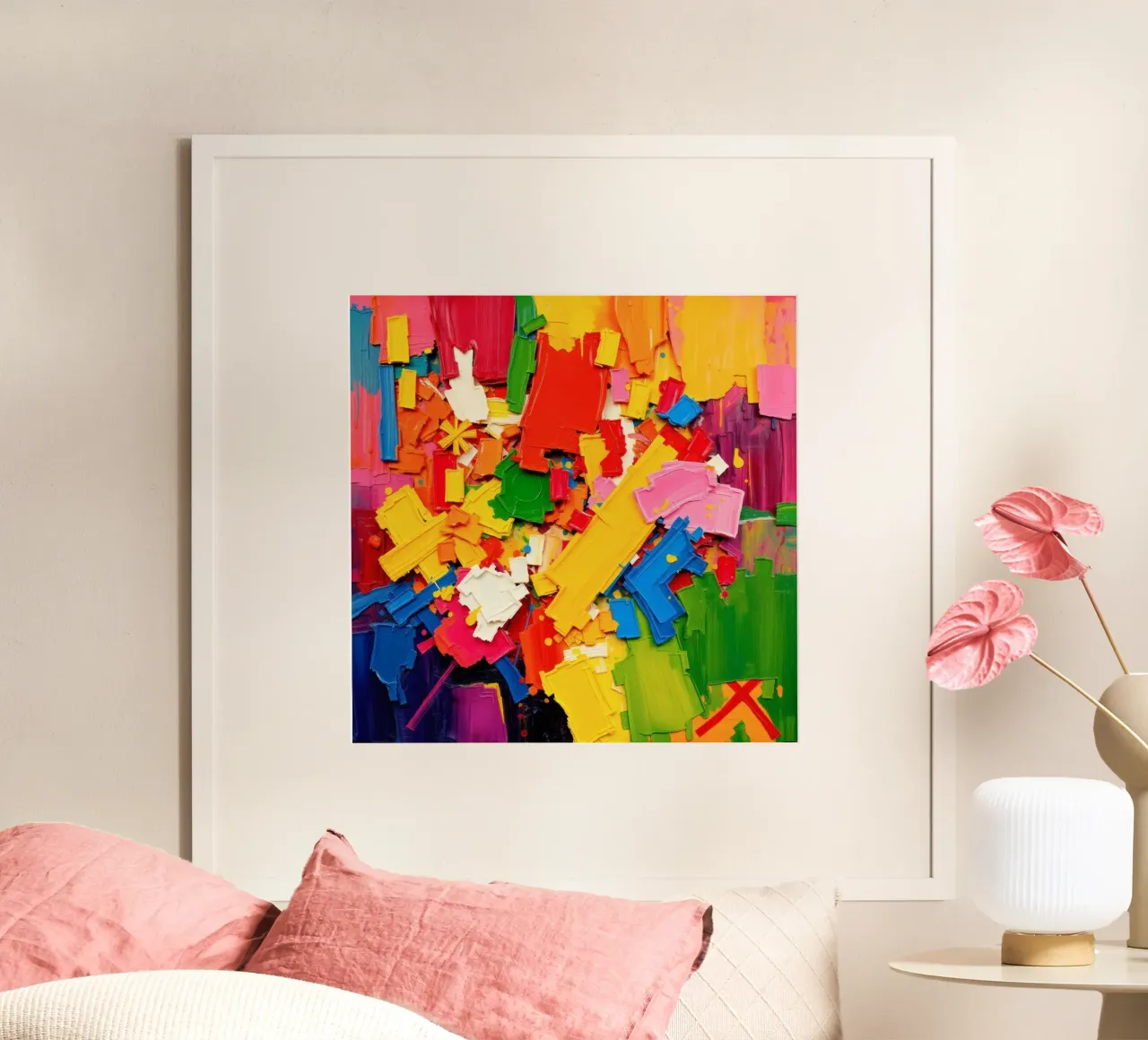 Bright color explosion with abstract shapes and textures hahnemühle by DesignDoodle