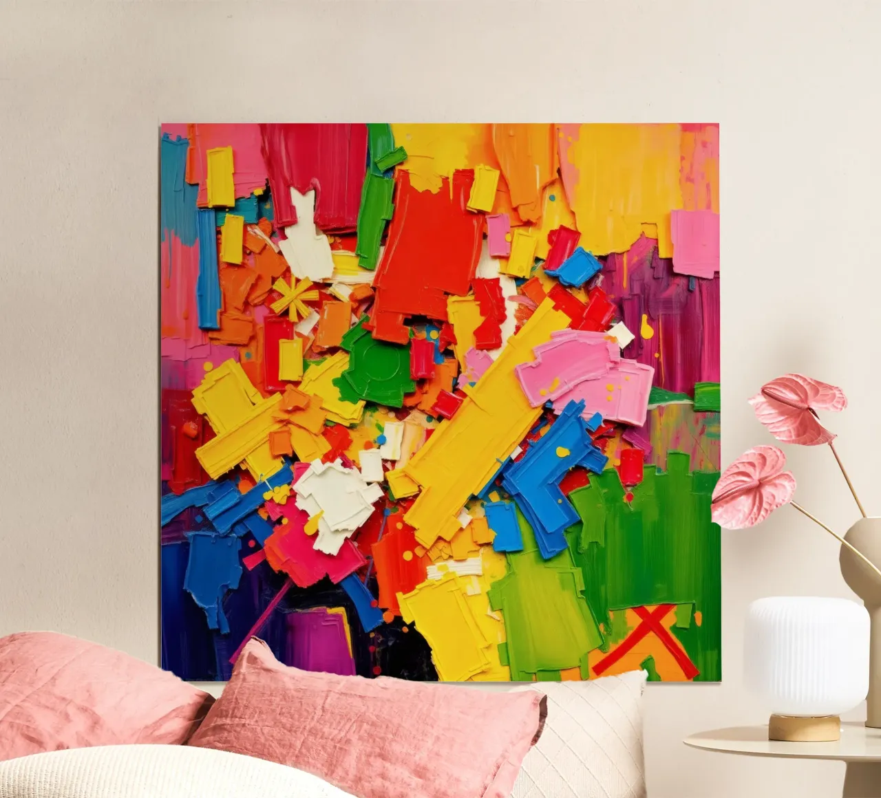 Bright color explosion with abstract shapes and textures hahnemühle by DesignDoodle