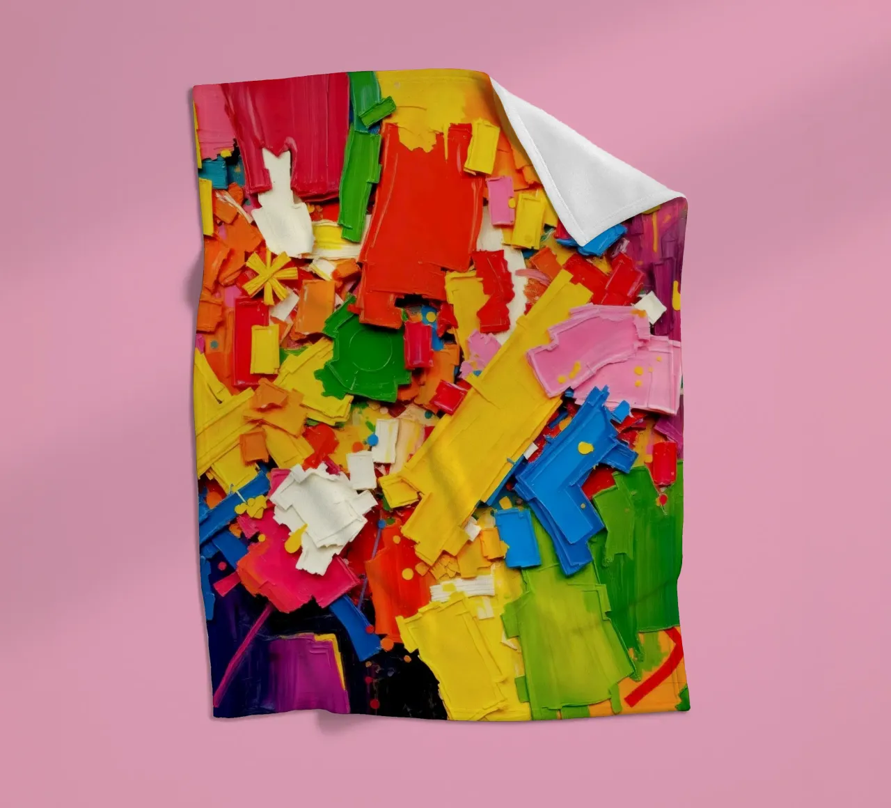Bright color explosion with abstract shapes and textures fleece blanket by DesignDoodle