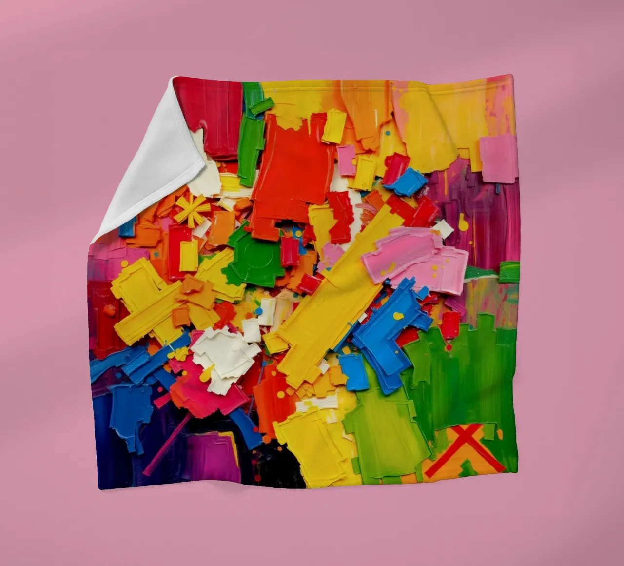 Bright color explosion with abstract shapes and textures fleece blanket by DesignDoodle