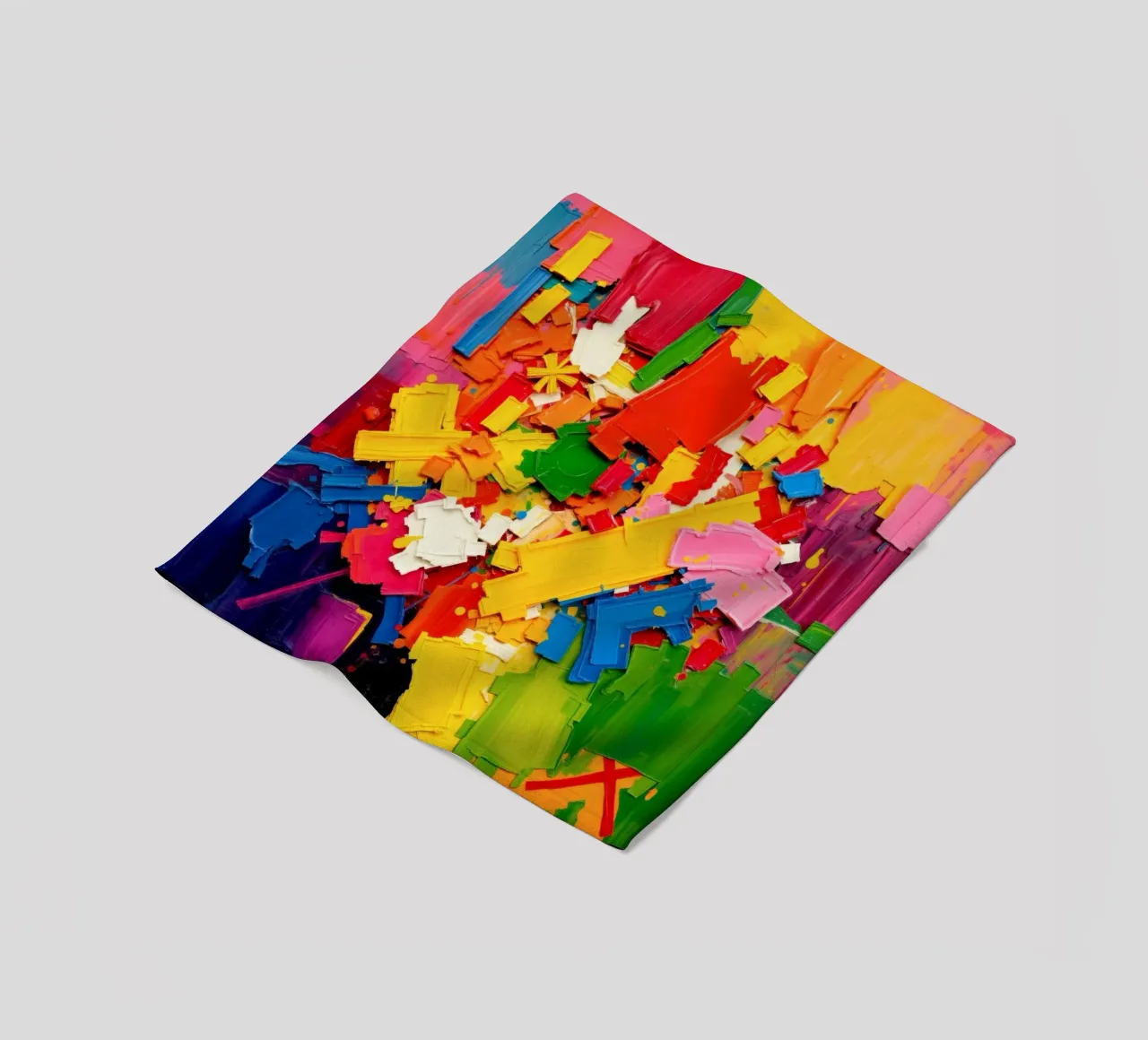 Bright color explosion with abstract shapes and textures fleece blanket by DesignDoodle