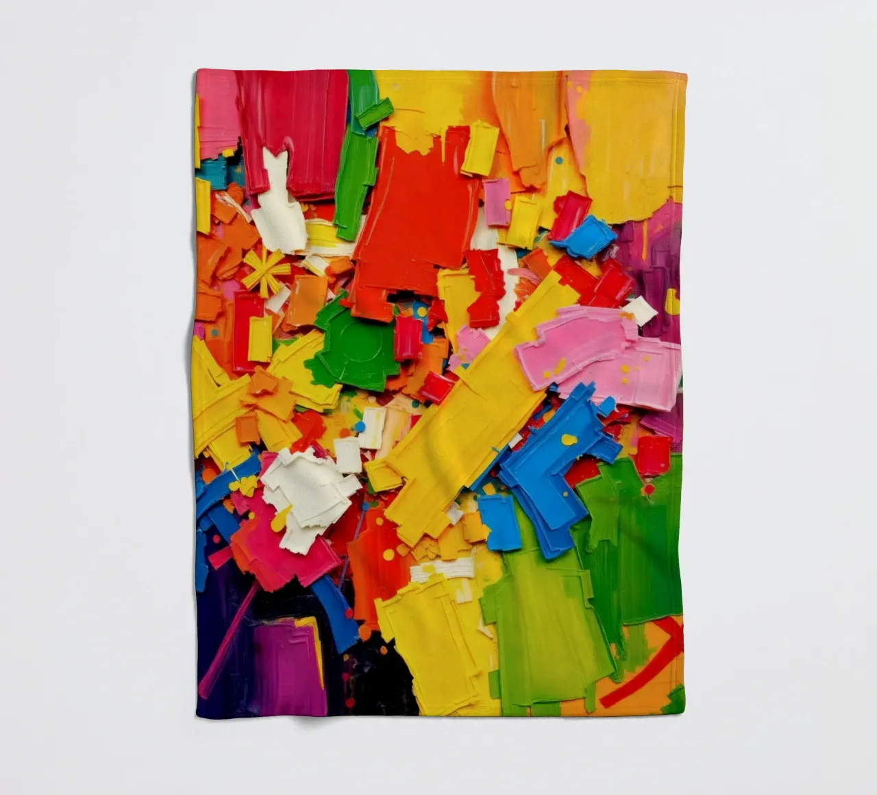 Bright color explosion with abstract shapes and textures fleece blanket by DesignDoodle