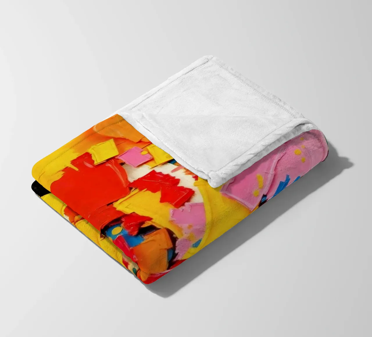 Bright color explosion with abstract shapes and textures fleece blanket by DesignDoodle