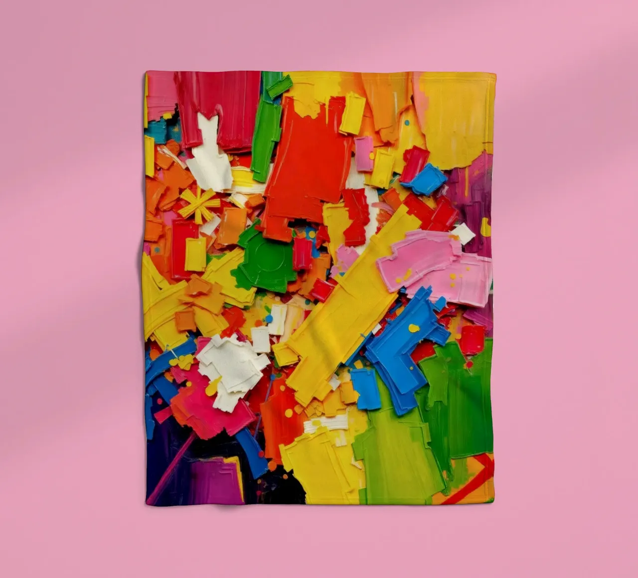 Bright color explosion with abstract shapes and textures fleece blanket by DesignDoodle