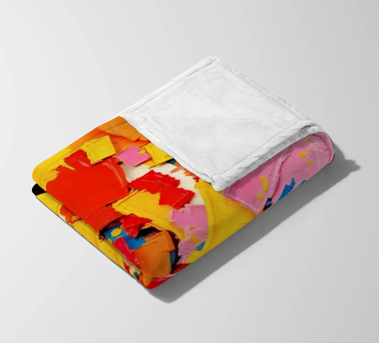 Bright color explosion with abstract shapes and textures fleece blanket by DesignDoodle