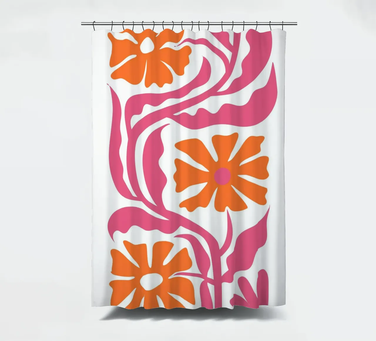 Groovy Blauw Rood Bloemen Abstract Retro Pop Art douchegordijn van NorwesClub