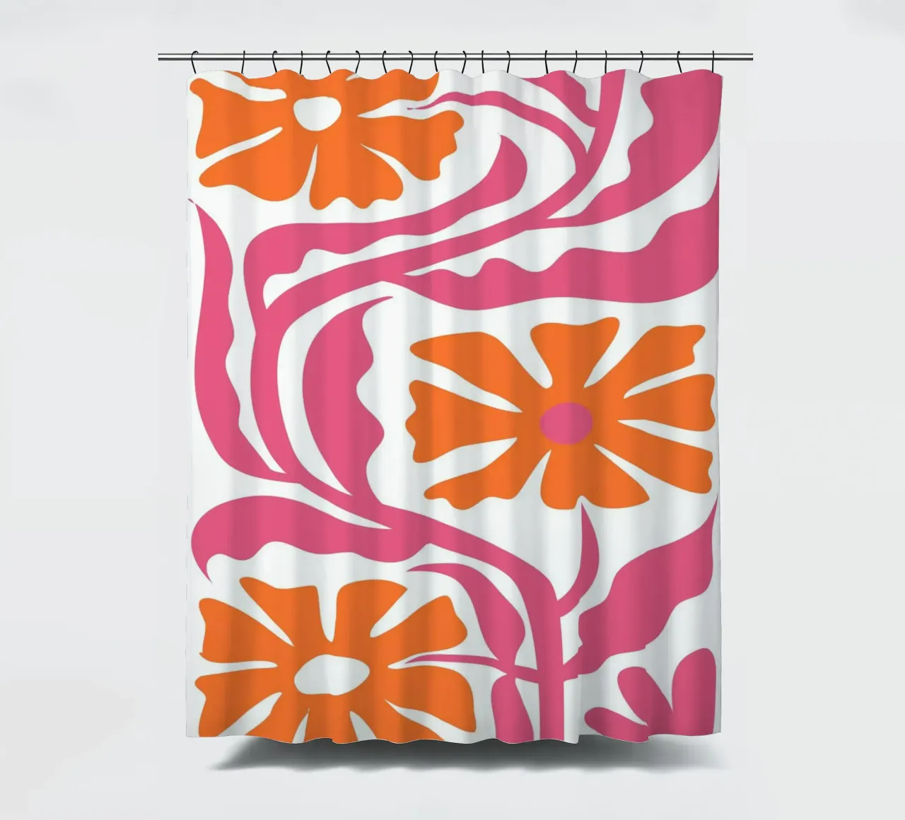 Groovy Blauw Rood Bloemen Abstract Retro Pop Art douchegordijn van NorwesClub
