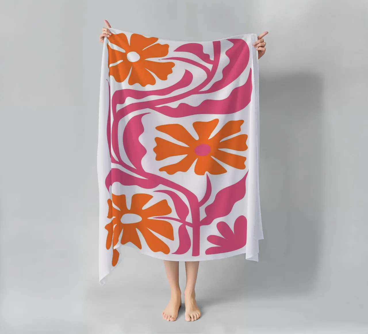Groovy Blu Rosso Floreale Astratto Retro Pop Art telo mare da NorwesClub