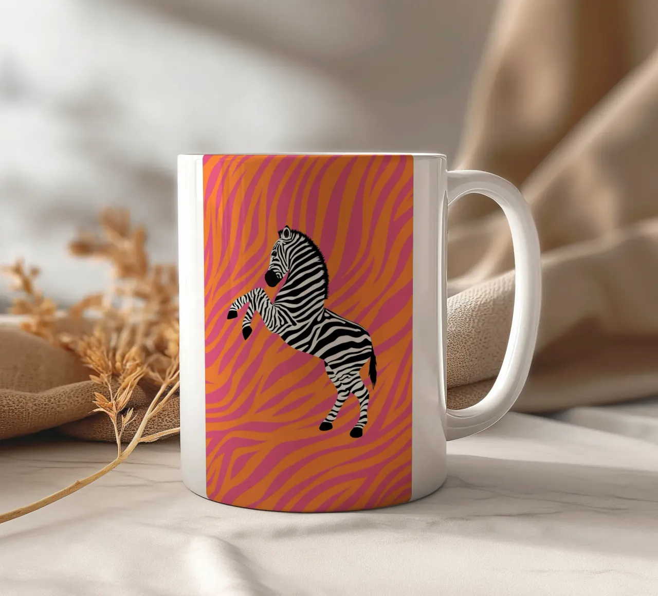 Psichedelico rosa Zebra a strisce Animali astratti Pop Art tazza in ceramica da NorwesClub