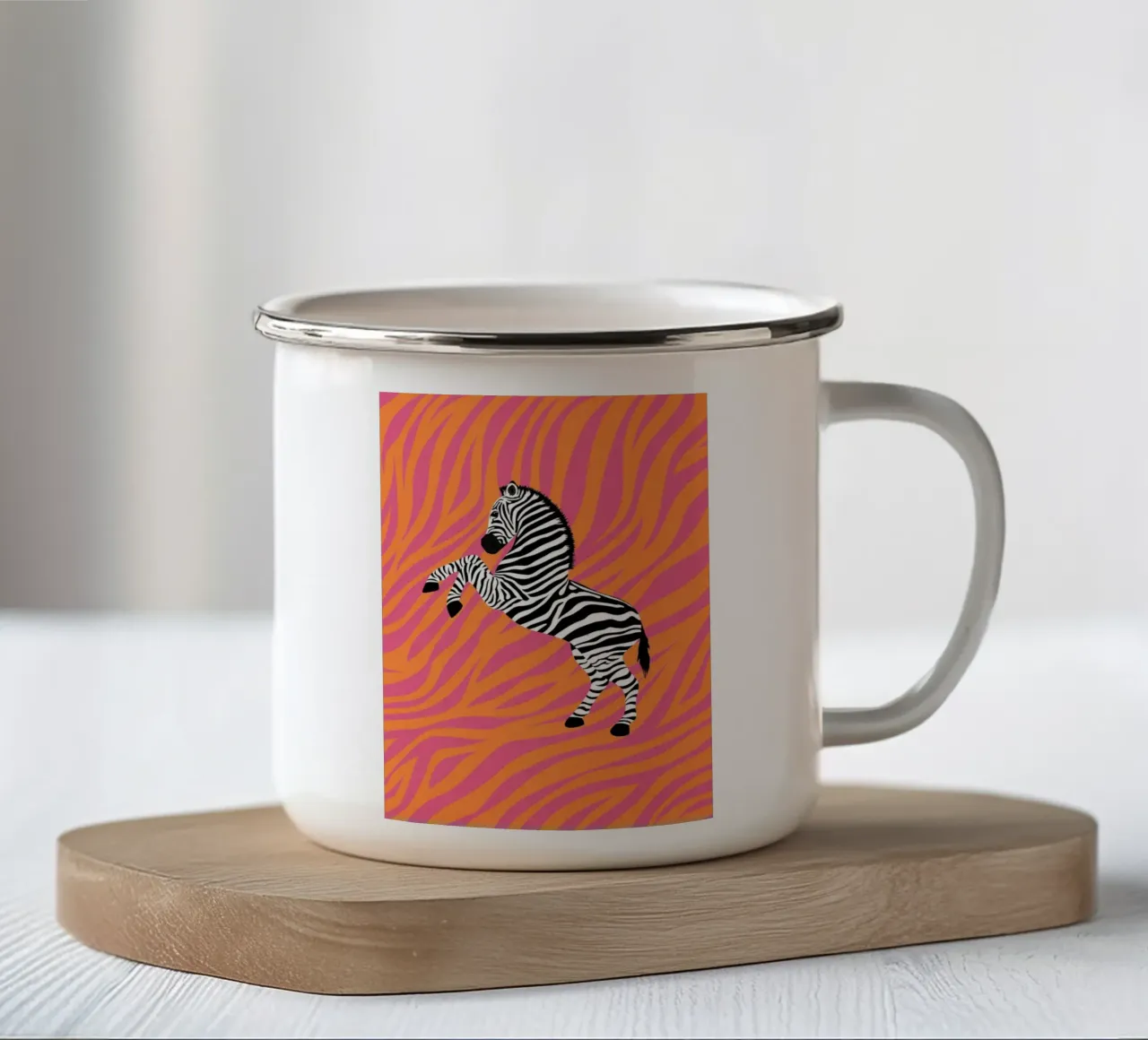 Psychedelisch Roze Zebra Strepen Abstract Dier Pop Art emaille mok van NorwesClub