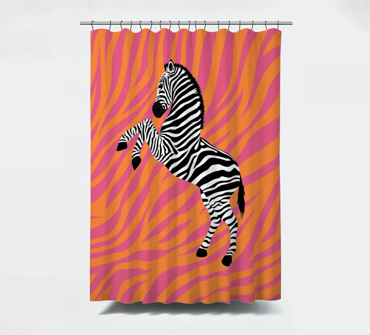Psychedelisch Roze Zebra Strepen Abstract Dier Pop Art douchegordijn van NorwesClub