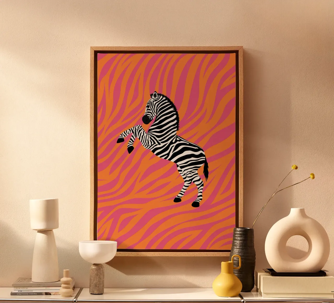 Psychedelic Pink Zebra Stripes Abstract Animal Pop Art canvas by NorwesClub