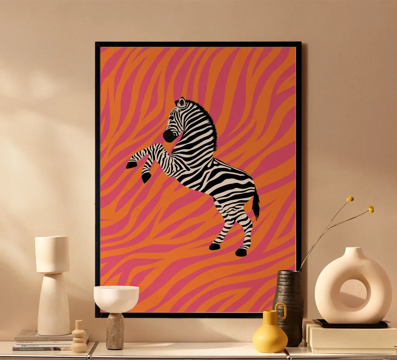 Psychedelic Pink Zebra Stripes Abstract Animal Pop Art hahnemühle by NorwesClub