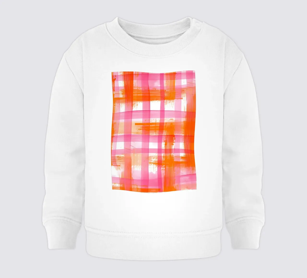 Rosa Arancione Gingham Astratto Geometrico Pop Art Griglia felpa neonato da NorwesClub